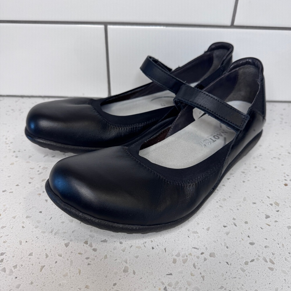 Naot Kirei Black Leather Mary Jane Flats Shoes Womens EU 40 US 9 Made in Israel